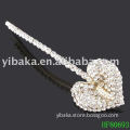 metal hair sticks slim hair pin for fashion girls silver rhinestone heart design HF80693